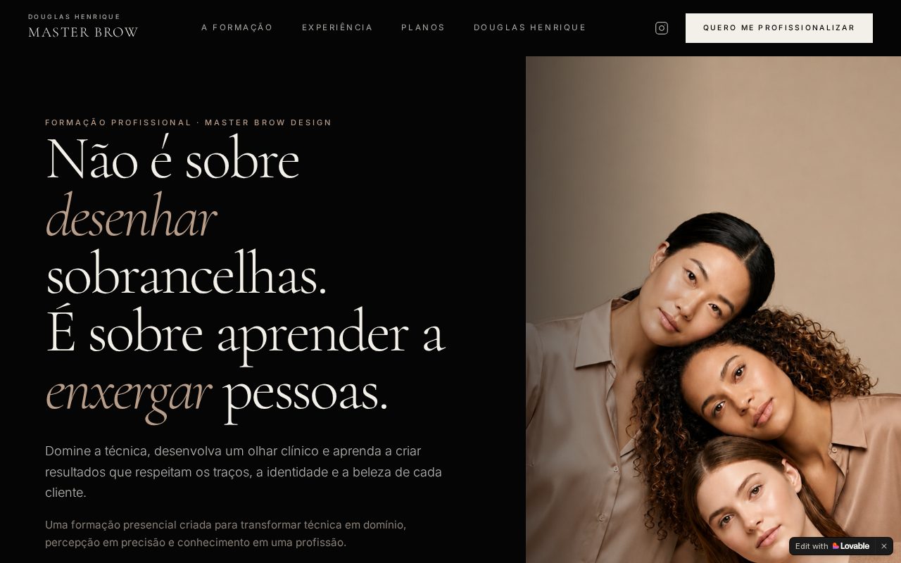 Preview do site Master Brow Design — Douglas Henrique